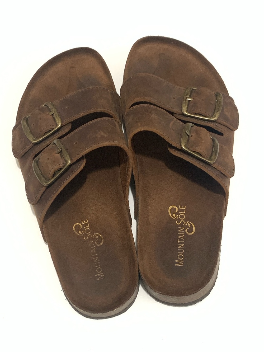 Mountain Sole Women's Brown Double-Buckle Slide Sandals